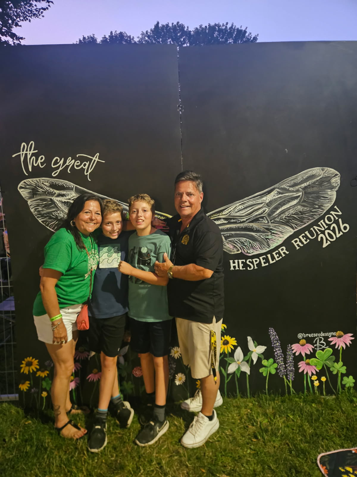 Mark and family at the Hespeler Reunion 2026 mural